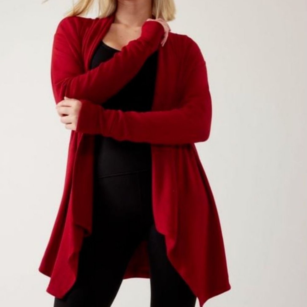 ATHLETA Plus Cozy Soft Pranayama Wrap Candy Red Heather Cardigan 2X